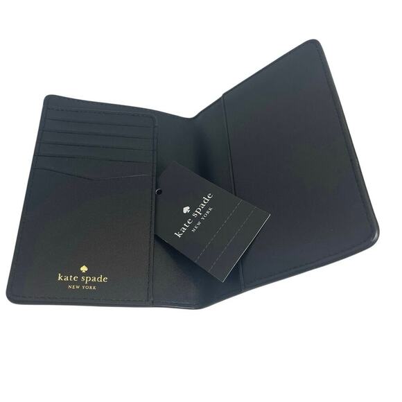 KATE SPADE PASSPORT WALLET SAFFIANO LEATHER BLACK CARDS HOLDER VERSATILE CHIC - Picture 13 of 13